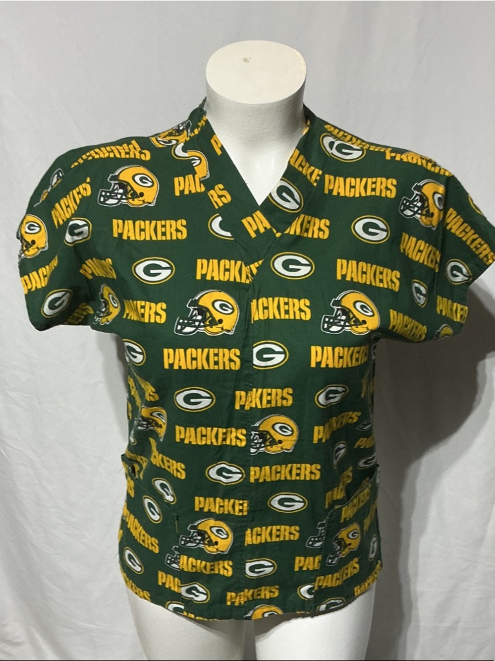 Green Bay Packers Handmade Scrub Top Sz S